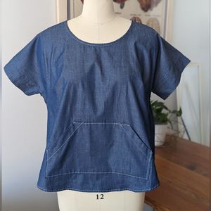 National picnic boxy cropped chambray tunic XL